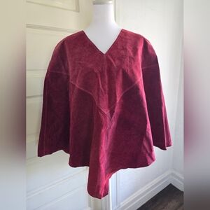 NEW Burgundy Women's Leather Poncho